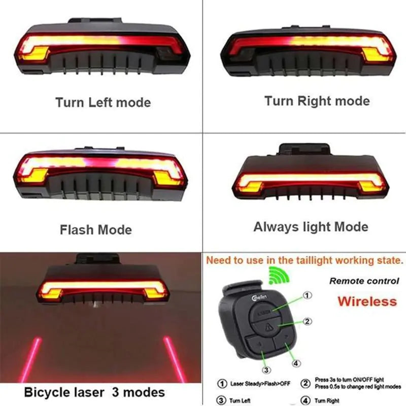 Wireless Remote Control Laser Tail Light for Bicycles