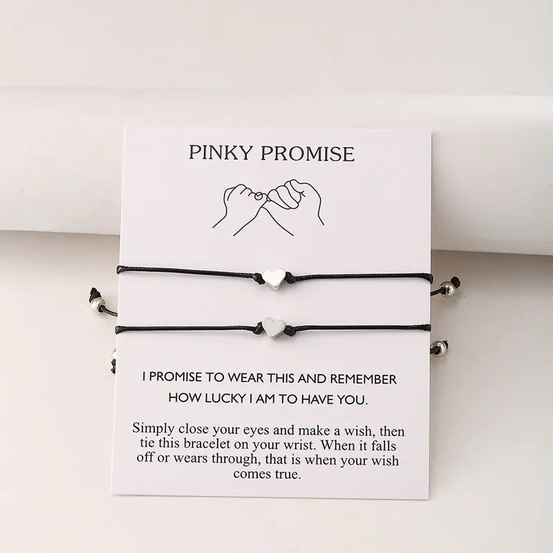 Heart-Shaped Braided Wax Rope Bracelet for Women
