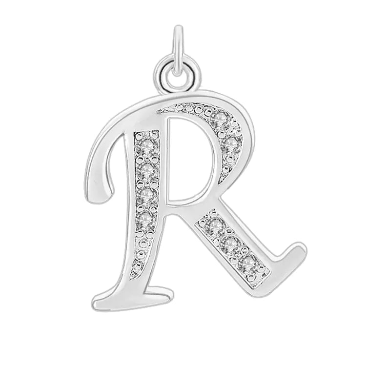 Diamond-Embedded Capital 26 English Letter Pendant Set