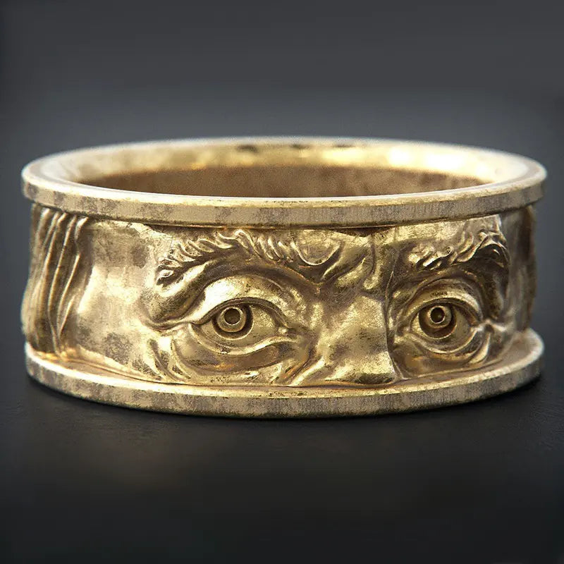 Vintage Alloy Dual-Eye Engraved Ring for Men and Women