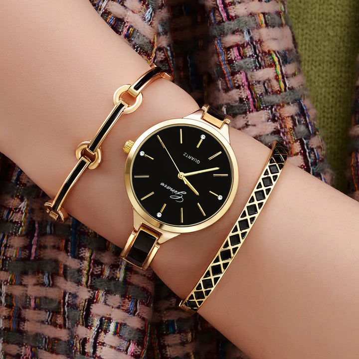 Fashionable Women's Quartz Watch and Bracelet Set