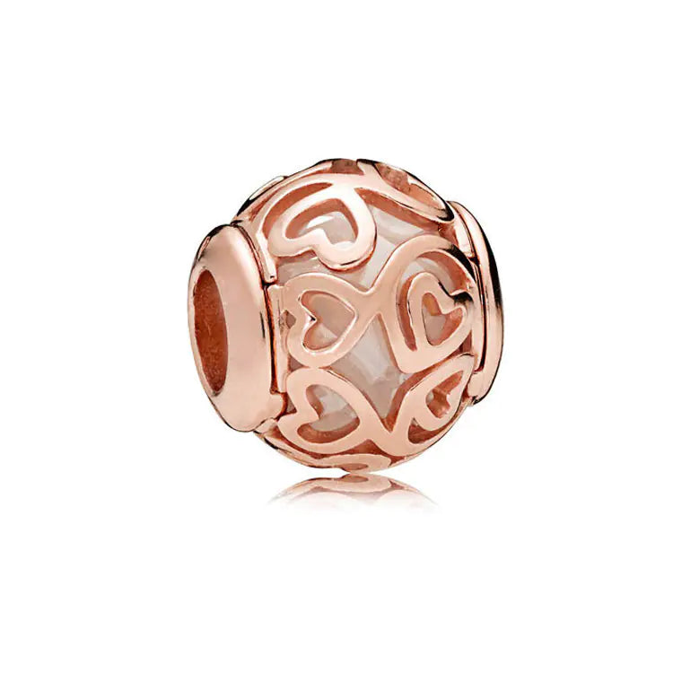 S925 Silver Rose Gold Sparkling Silicone Clip DIY Beads