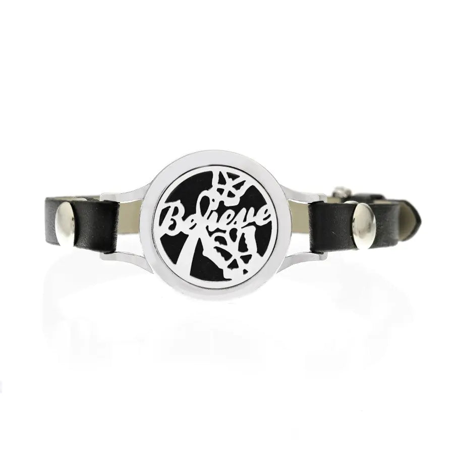 Hollow Knob Essential Oil Diffuser Bracelet with Leather Band