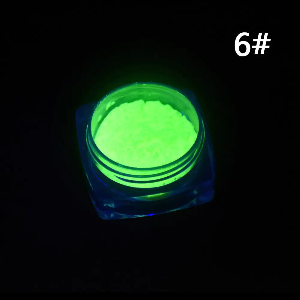 Glow-in-the-Dark Nail Powder - 10 Bright Colors