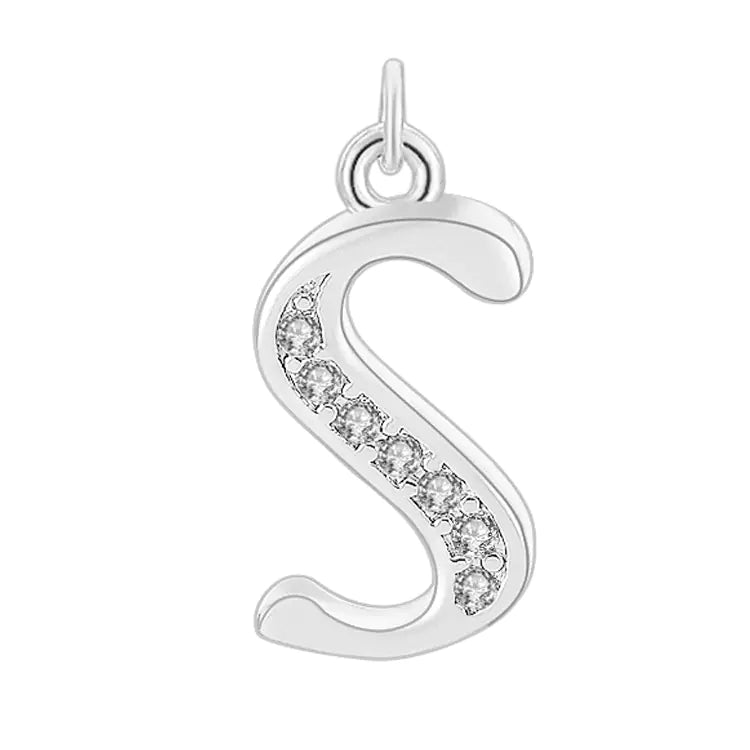 Diamond-Embedded Capital 26 English Letter Pendant Set