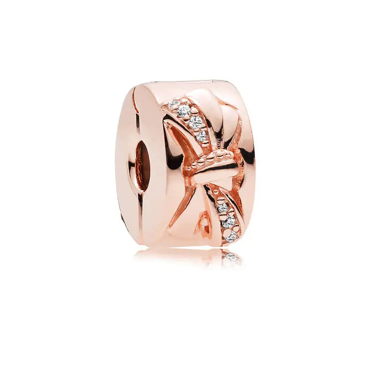 S925 Silver Rose Gold Sparkling Silicone Clip DIY Beads