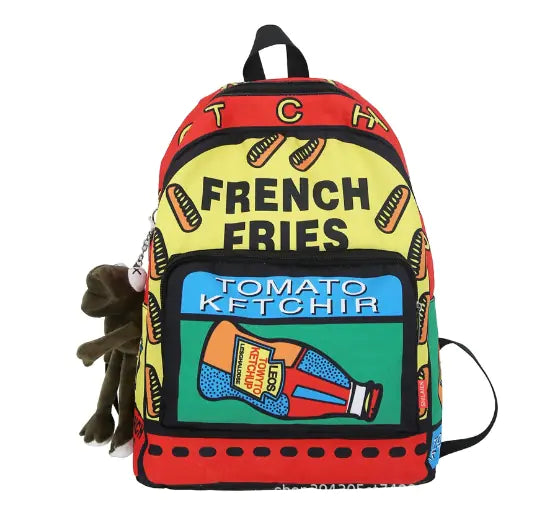 Korean Ulzzang Graffiti Print Colorful Casual Backpack