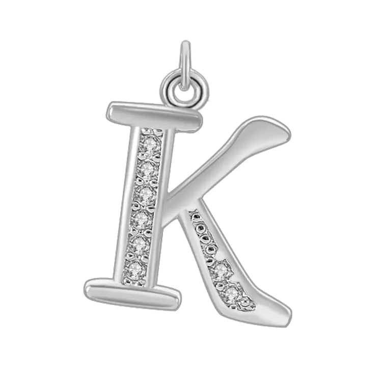 Diamond-Embedded Capital 26 English Letter Pendant Set
