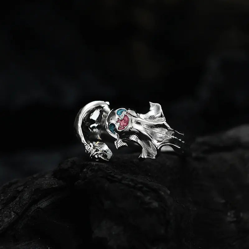 S925 Sterling Silver Wizard Hat and Ghost Ring