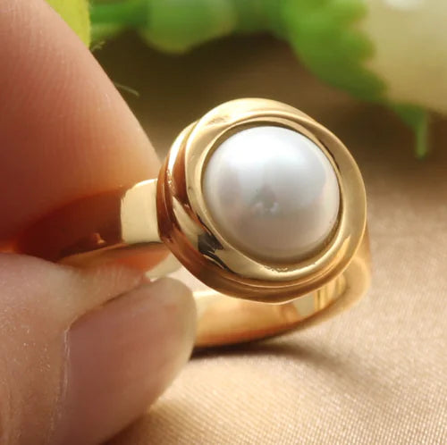 Fashion Titanium Steel Natural Stone Women's Ring