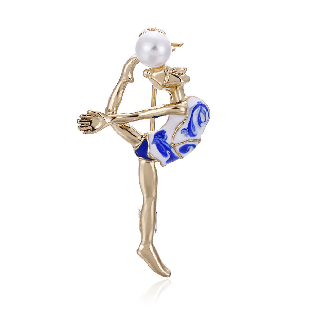 New European Style Brooch with Pearl for Gymnastics