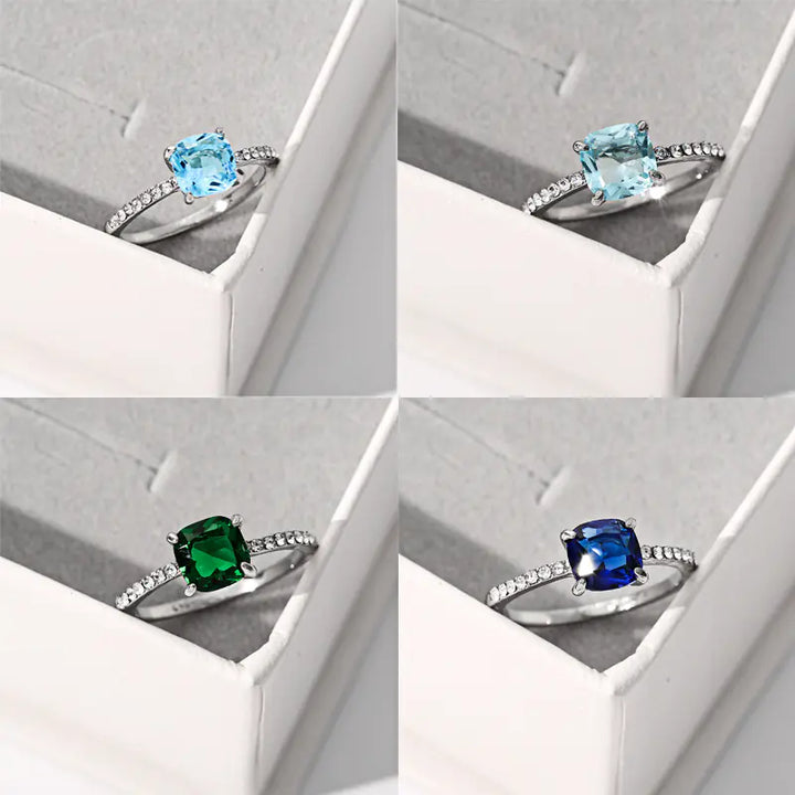 Topaz Blue Square Zircon Ring for Wholesale Retail