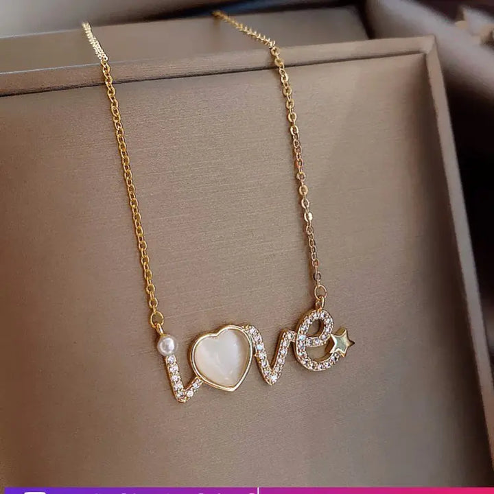 Cat's Eye Stone Necklace with LOVE Pendant (2020 Style)
