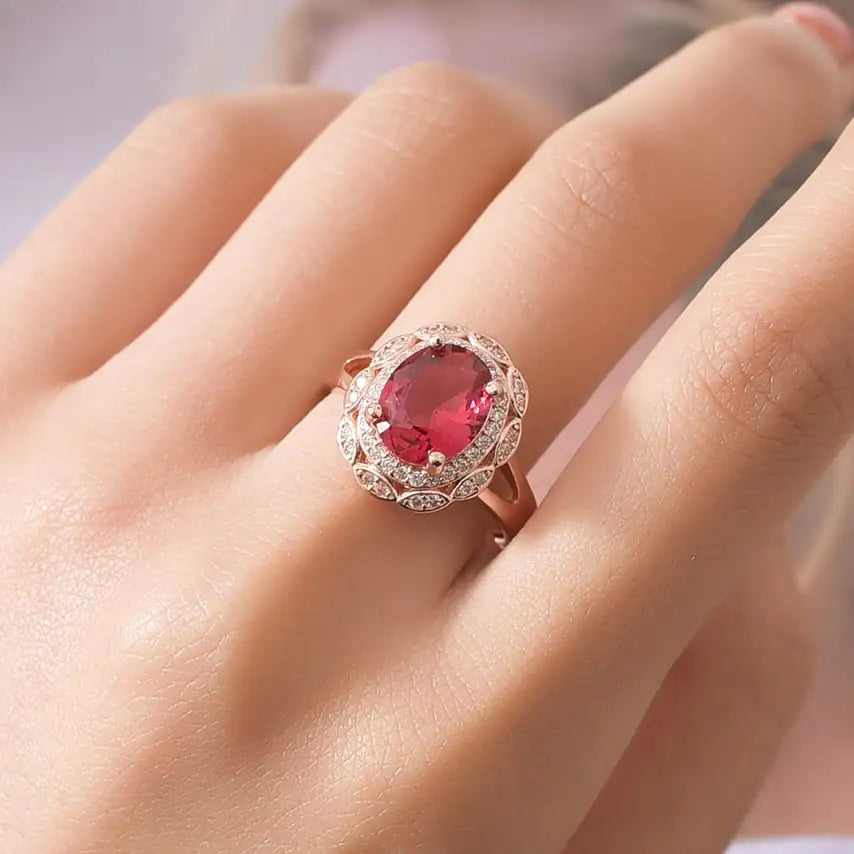 High-End Oval Zircon Group Ring