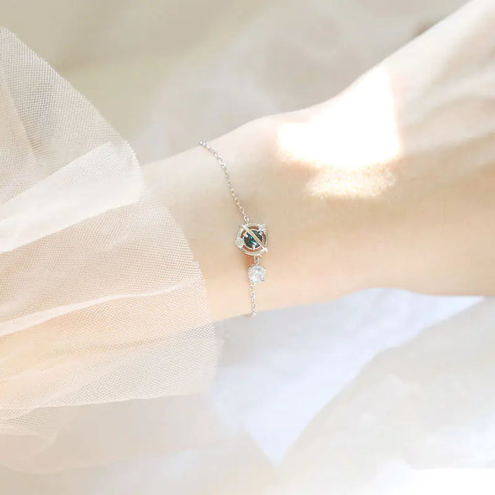 S925 Silver Cosmic Starry Sky Planet Bracelet for Women