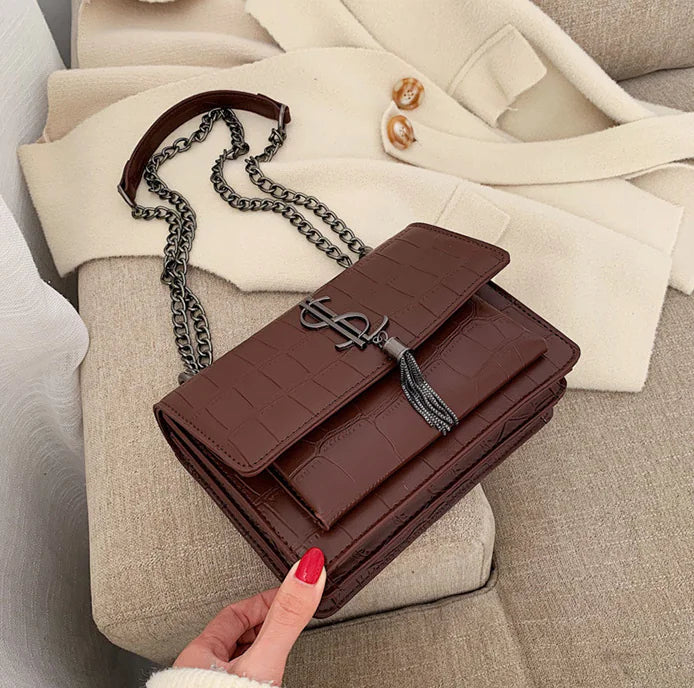 Fashionable Crocodile Pattern Tassel Women's Crossbody Bag