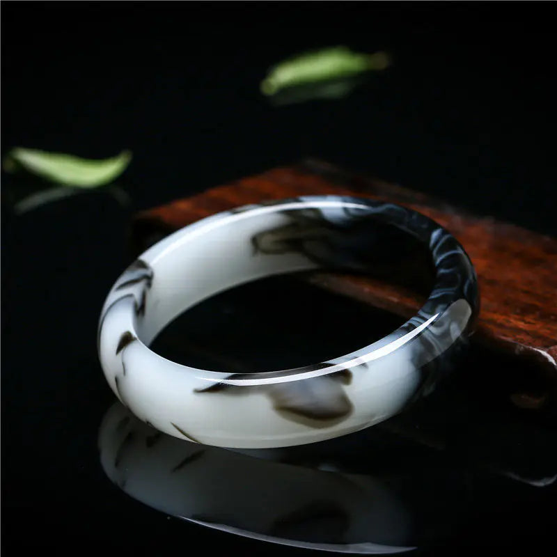 Blue and White Hetian Jade Bracelet for Women