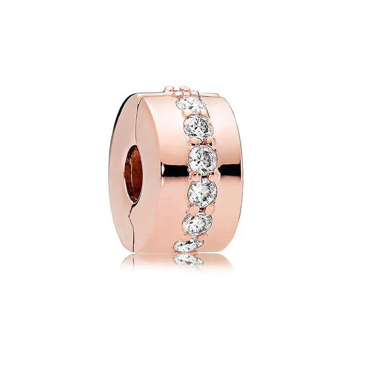 S925 Silver Rose Gold Sparkling Silicone Clip DIY Beads