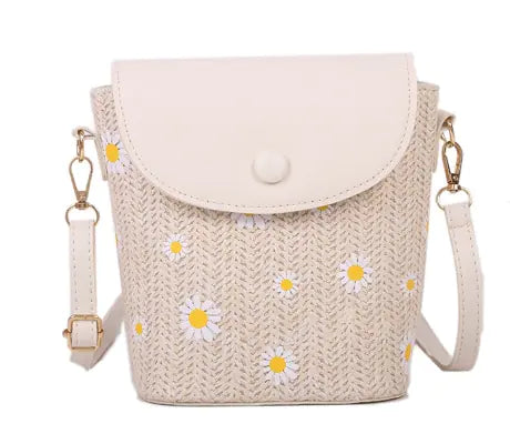 Woven Women's Shoulder Crossbody Bag with Acrylic Chain