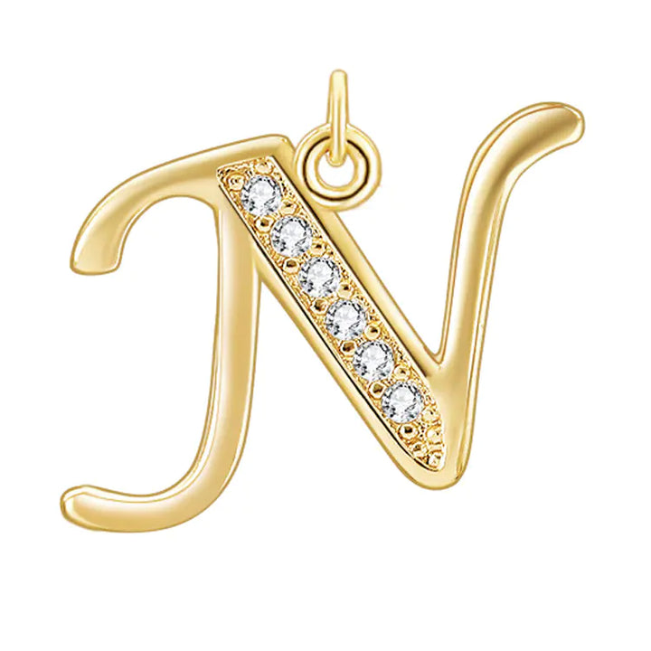 Diamond-Embedded Capital 26 English Letter Pendant Set