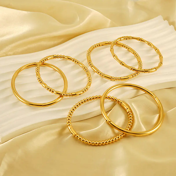Fashion Bamboo Titanium Steel Bracelet with Three Beads