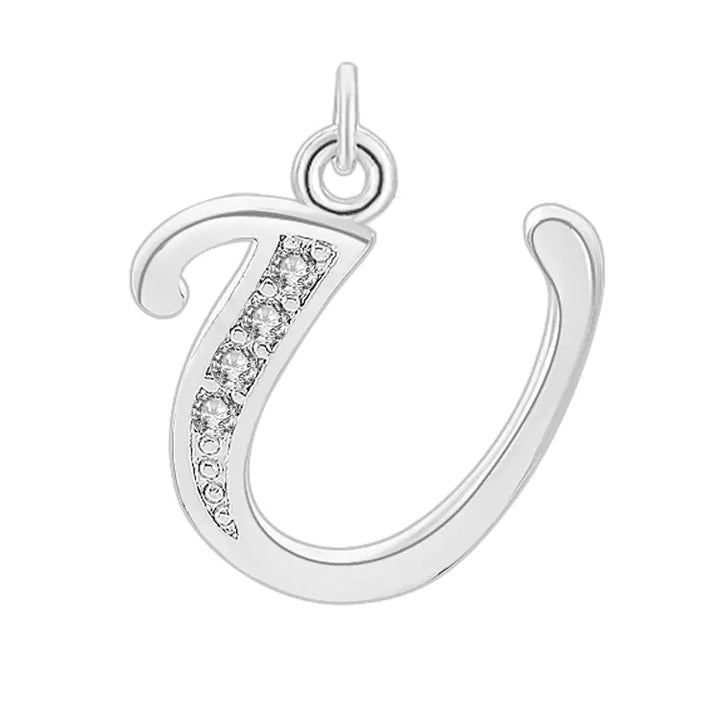 Diamond-Embedded Capital 26 English Letter Pendant Set