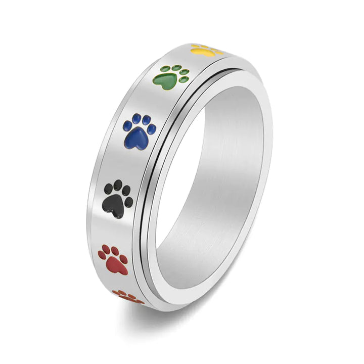 Rainbow Rotatable Stainless Steel Ring for Women