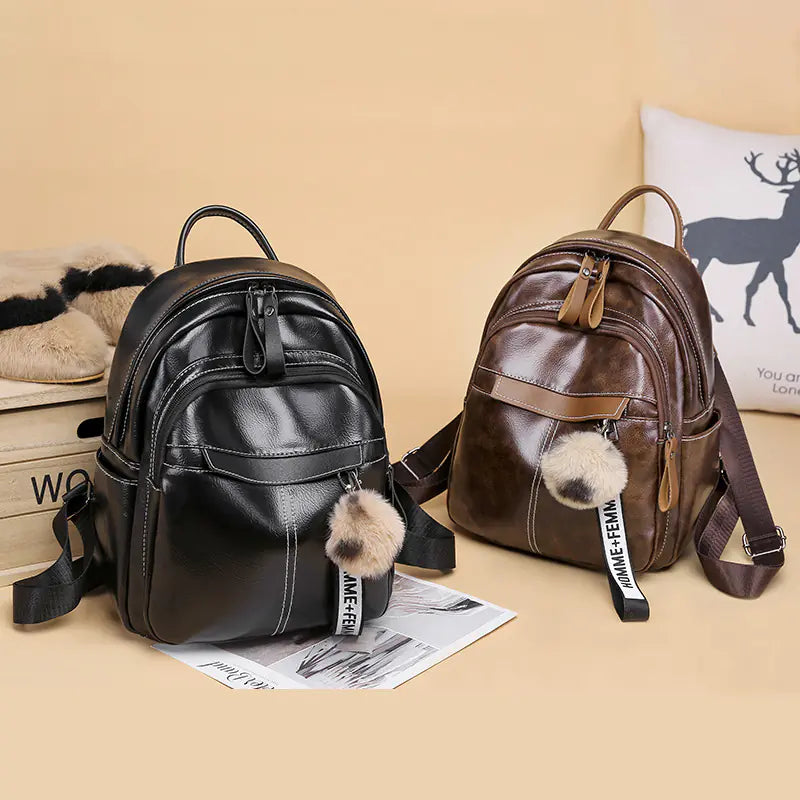Fashionable Soft Leather Women's Backpack 2020 Model