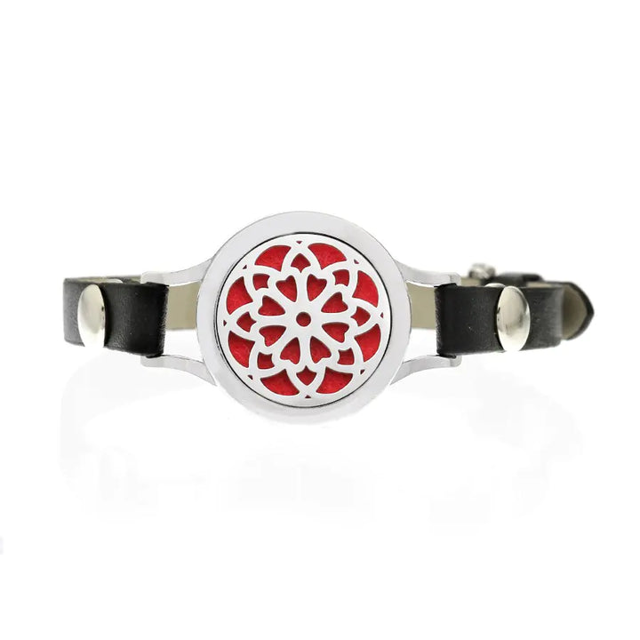 Hollow Knob Essential Oil Diffuser Bracelet with Leather Band
