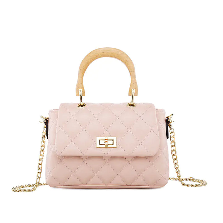 Stylish Women's PU Handbag with Wooden Ring Handle