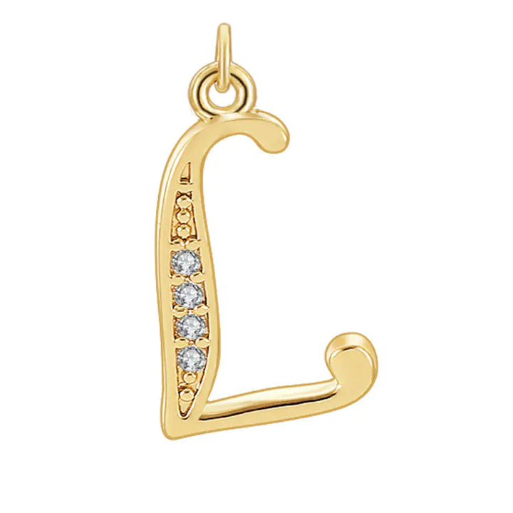 Diamond-Embedded Capital 26 English Letter Pendant Set