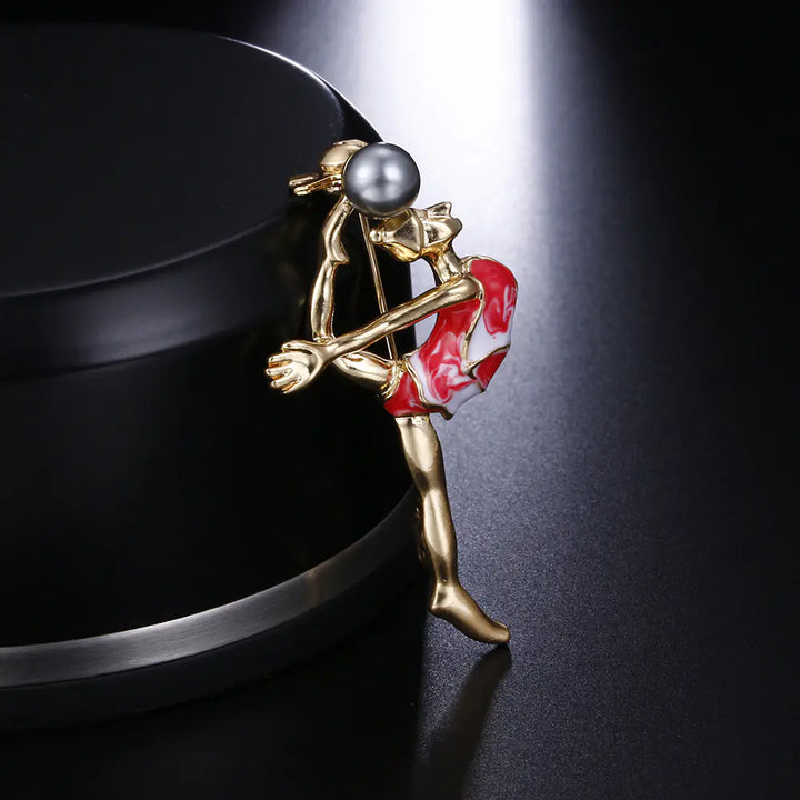 New European Style Brooch with Pearl for Gymnastics