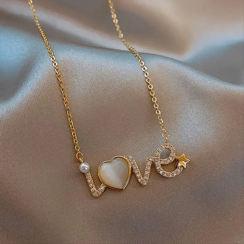 Cat's Eye Stone Necklace with LOVE Pendant (2020 Style)