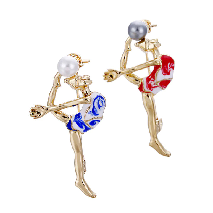 New European Style Brooch with Pearl for Gymnastics