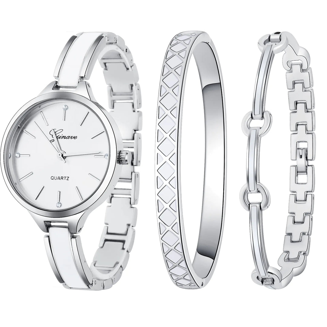 Fashionable Women's Quartz Watch and Bracelet Set