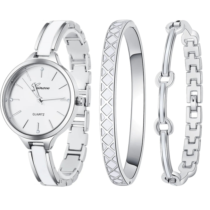 Fashionable Women's Quartz Watch and Bracelet Set