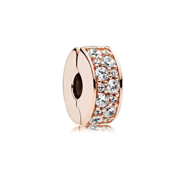 S925 Silver Rose Gold Sparkling Silicone Clip DIY Beads