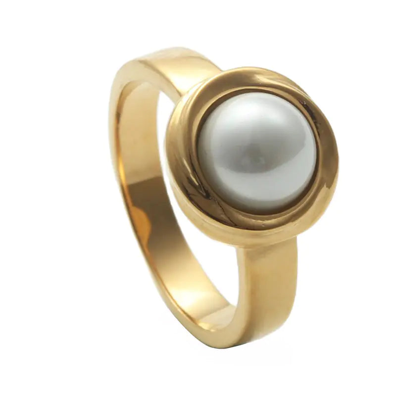 Fashion Titanium Steel Natural Stone Women's Ring