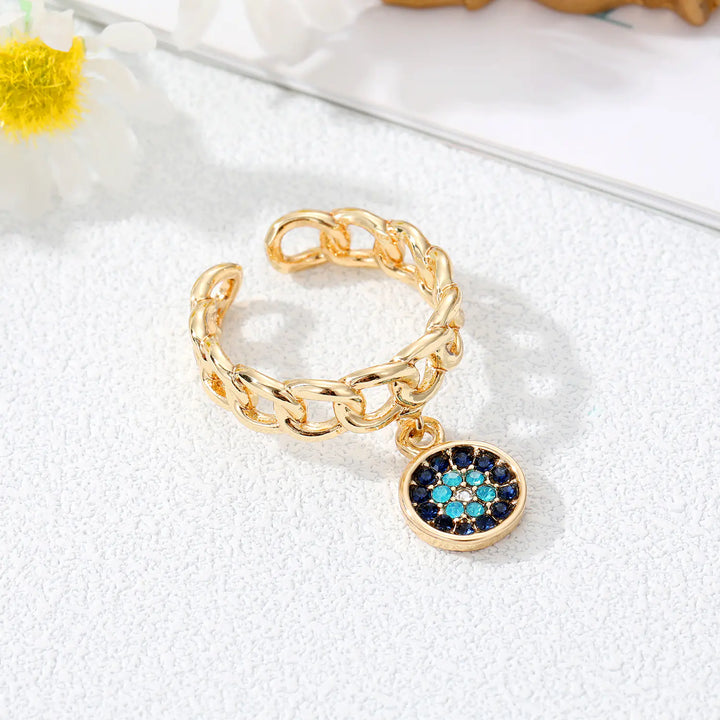 Devil's Eye Hollow Ring with Inlaid Zircon Bracelet