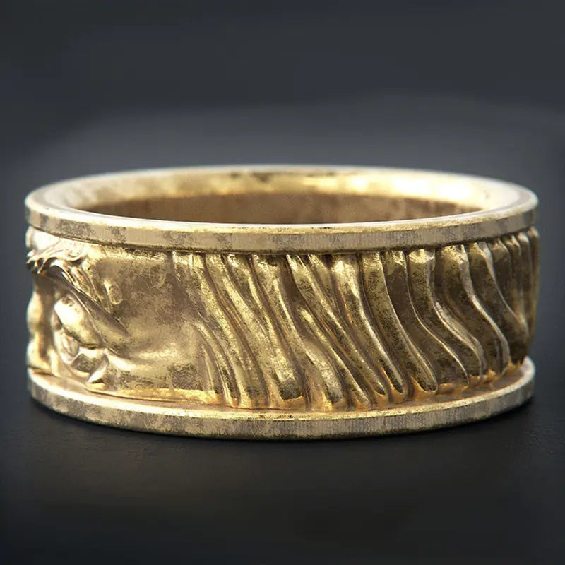 Vintage Alloy Dual-Eye Engraved Ring for Men and Women
