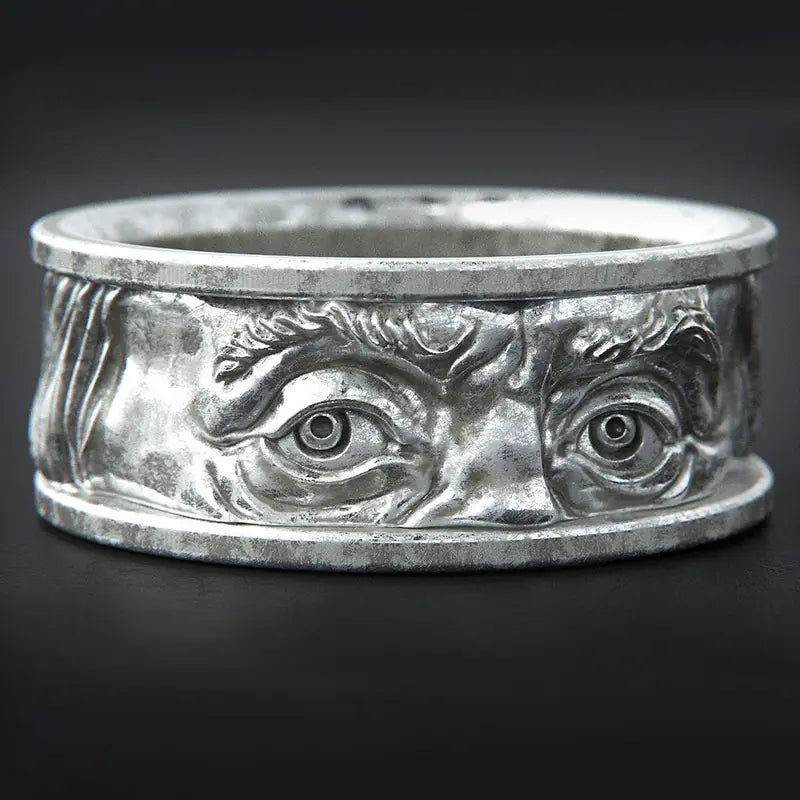 Vintage Alloy Dual-Eye Engraved Ring for Men and Women