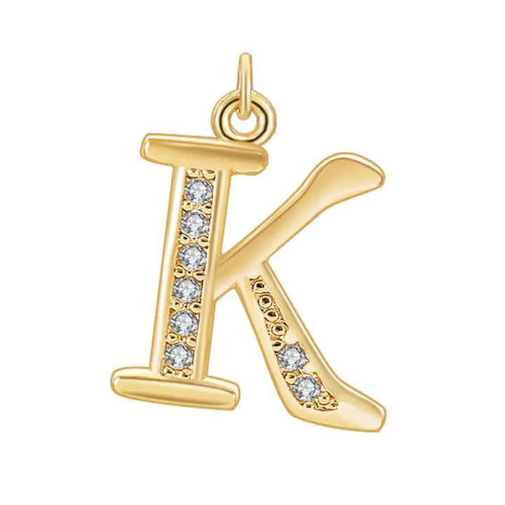 Diamond-Embedded Capital 26 English Letter Pendant Set