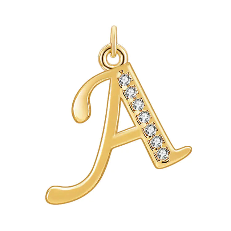 Diamond-Embedded Capital 26 English Letter Pendant Set