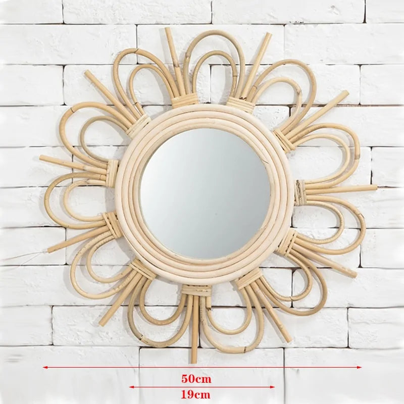 Precise Title: Rattan Round Wall Hang Makeup Mirror