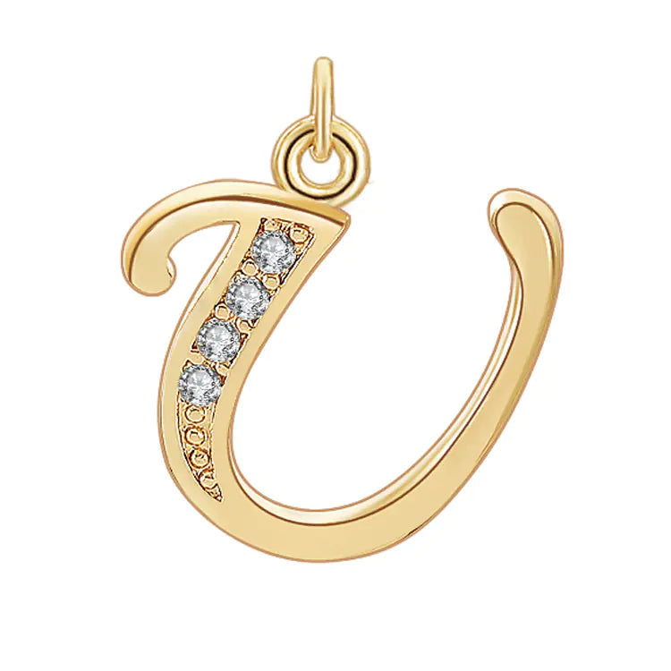 Diamond-Embedded Capital 26 English Letter Pendant Set
