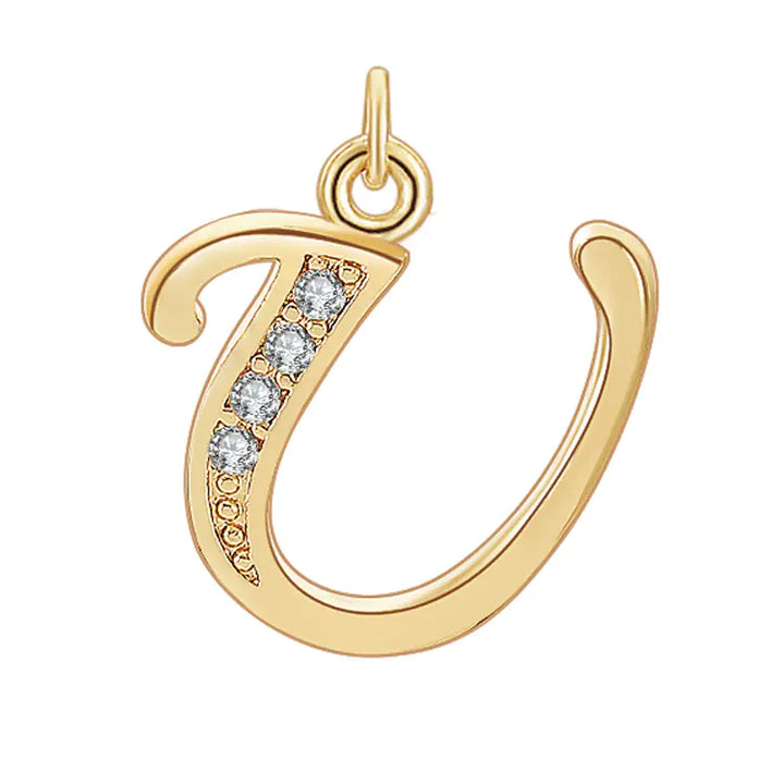 Diamond-Embedded Capital 26 English Letter Pendant Set