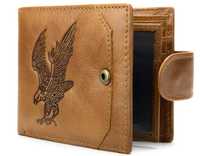 Men's Cowhide Short Retro Wallet with Coin Pocket