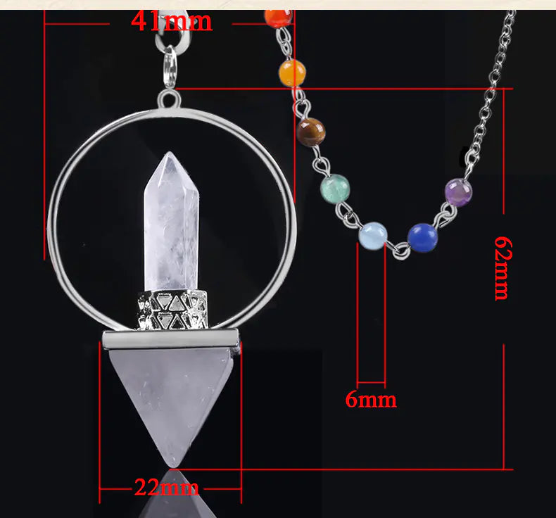 Obsidian Crystal Pendulum with Seven Chakra Beads