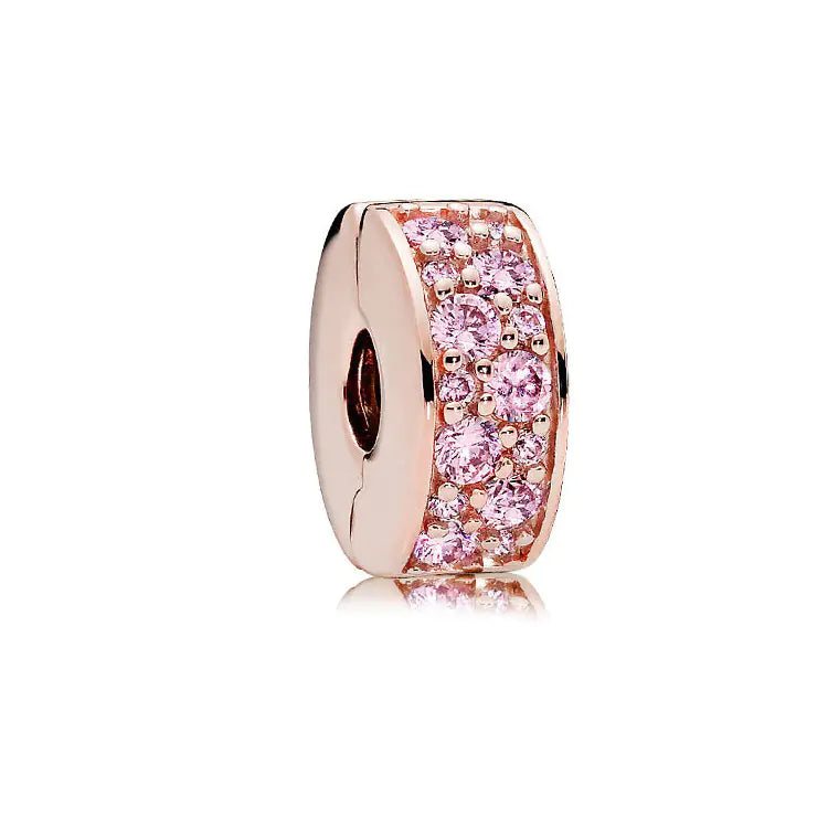 S925 Silver Rose Gold Sparkling Silicone Clip DIY Beads