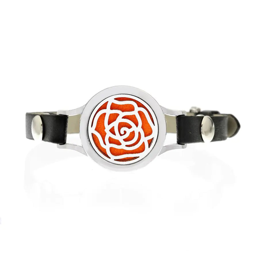Hollow Knob Essential Oil Diffuser Bracelet with Leather Band